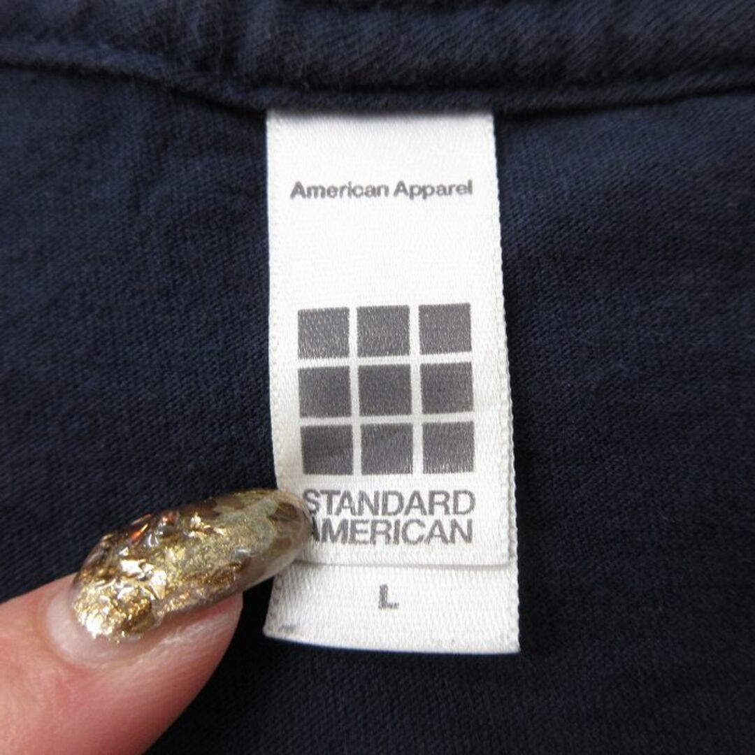 American Apparel(アメリカンアパレル)のL★古着 アメリカンアパレル AMERICAN APPAREL 半袖 Tシャツ メンズ フクロウ コットン クルーネック USA製 紺 ネイビー 24mar13 中古 メンズのトップス(Tシャツ/カットソー(半袖/袖なし))の商品写真