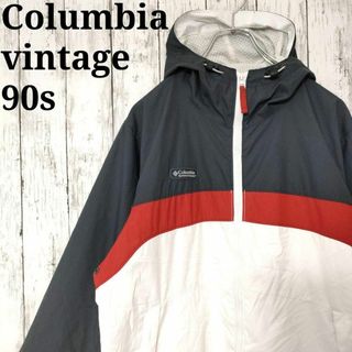 コロンビア(Columbia)の90sコロンビアナイロンジャケットフーディーパッチロゴパッカブル（807）(ナイロンジャケット)