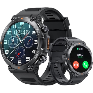 スマートウォッチ Bluetooth5.2 通話機能付き 軍用規格(腕時計(デジタル))