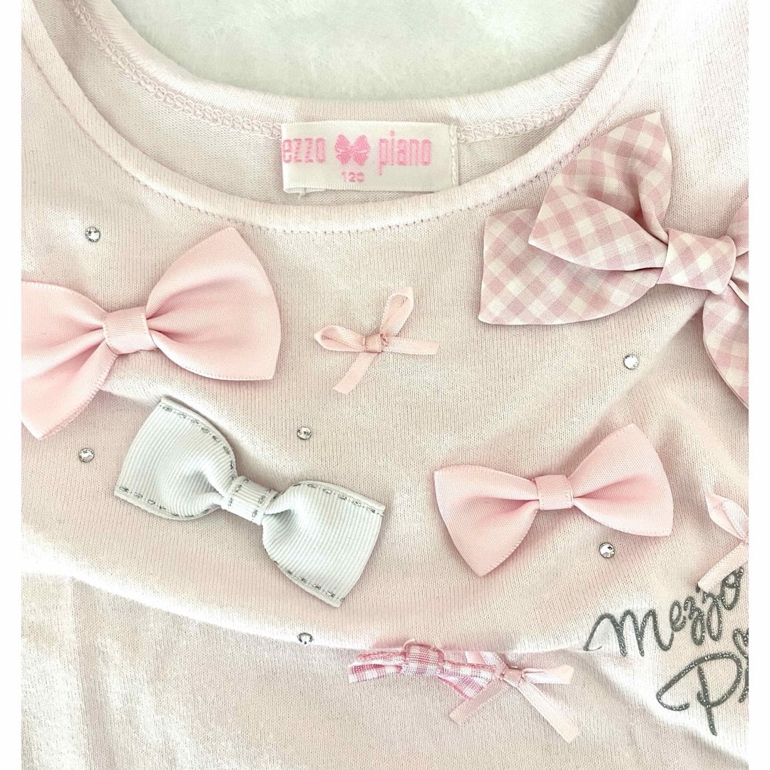 mezzo piano(メゾピアノ)の【メゾピアノ】リボンフリルTシャツ🎀 キッズ/ベビー/マタニティのキッズ服女の子用(90cm~)(Tシャツ/カットソー)の商品写真