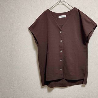 ユナイテッドアローズグリーンレーベルリラクシング(UNITED ARROWS green label relaxing)のグリーンレーベルリラクシング シャツライクフレンチスリーブカットソー ブラウン(カットソー(半袖/袖なし))