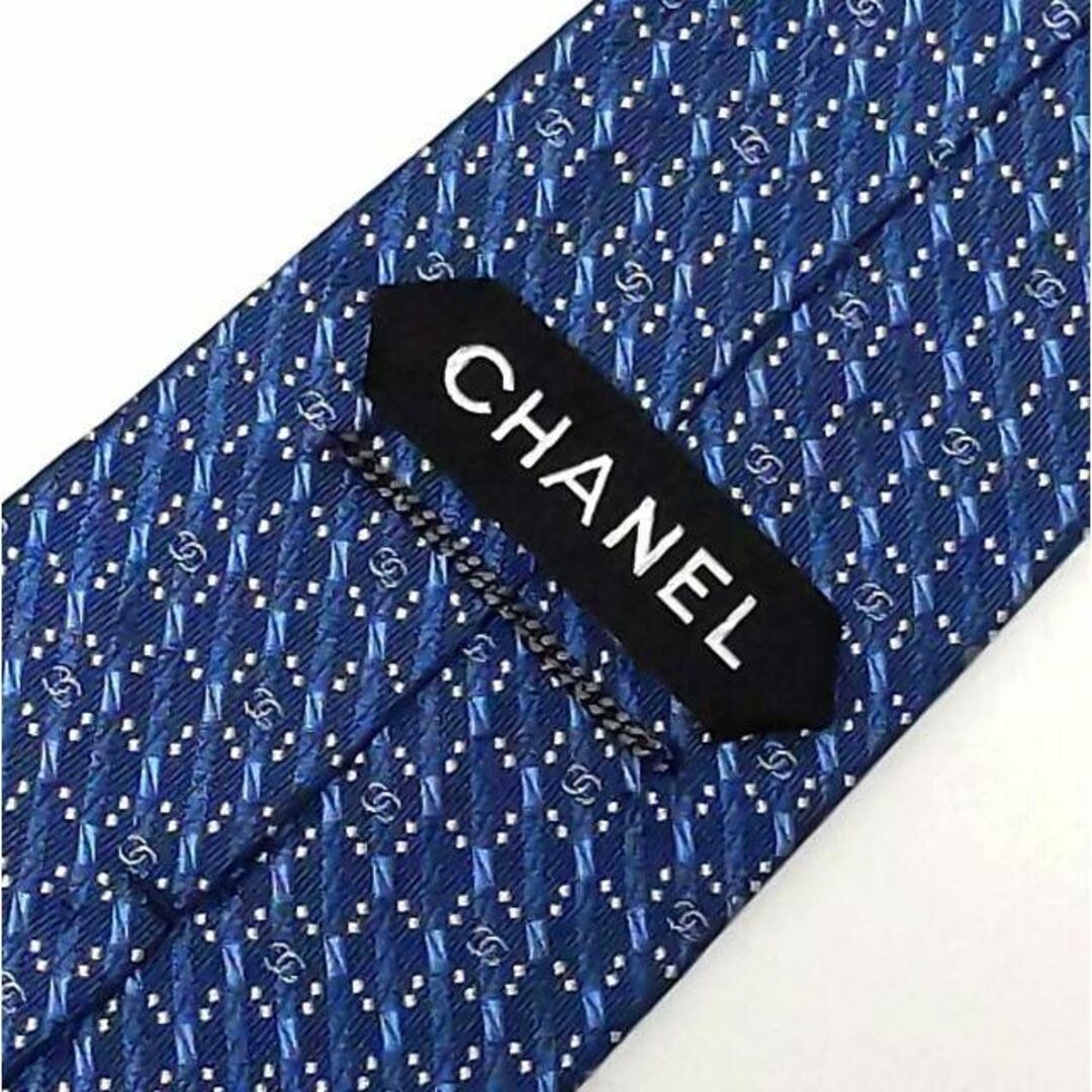 CHANEL(シャネル)の美品★CHANEL シャネル★ロゴ総柄ネクタイ ココマーク シルク ブルー メンズのファッション小物(ネクタイ)の商品写真