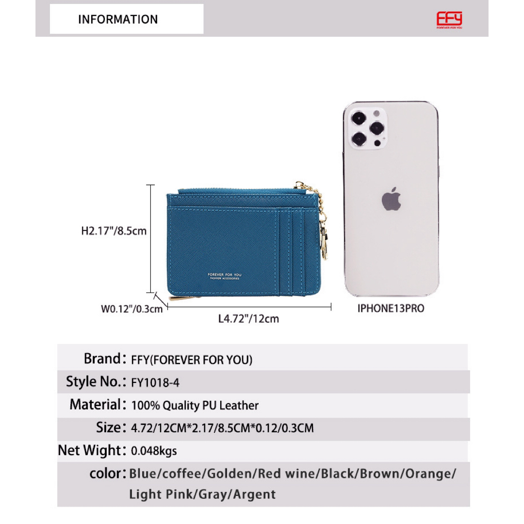 カードケース 小銭入れ付 スリム レディース キーリング付 ブラウン レディースのファッション小物(パスケース/IDカードホルダー)の商品写真