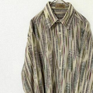 ナチュラルヴィンテージ(natuRAL vintage)のシャツ 長袖 ストライプ調 アート 総柄 太アーム M ヴィンテージ(シャツ)