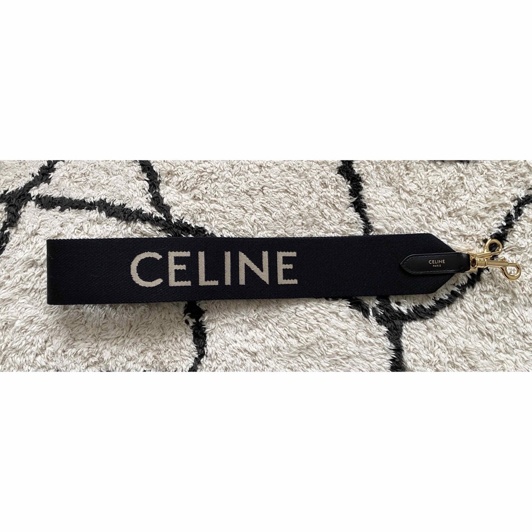 celine(セリーヌ)のCELINEジャカード ショートストラップ ウール ブラック×ホワイト レディースのファッション小物(その他)の商品写真