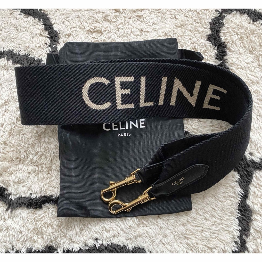 celine(セリーヌ)のCELINEジャカード ショートストラップ ウール ブラック×ホワイト レディースのファッション小物(その他)の商品写真