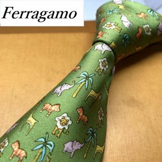 Salvatore Ferragamo - ★ サルバトーレフェラガモ★ ブランド ネクタイ シルク イタリア製  動物柄