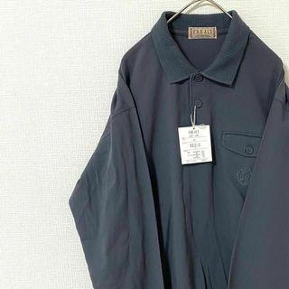 ナチュラルヴィンテージ(natuRAL vintage)の【未使用タグ付き】ポロシャツ 長袖 刺繍ロゴ 太アーム チャコールグレー L(ポロシャツ)