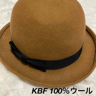 KBF - 【KBF】100％ウール　リボン　ハット　ブラウン　茶色　帽子