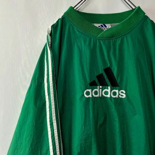 アディダス(adidas)のアディダス　ナイロンプルオーバージャケット　刺繍ロゴ　グリーン　XL 万国旗タグ(ナイロンジャケット)