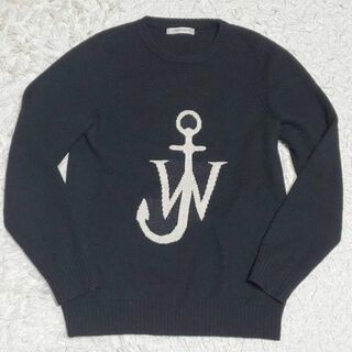J.W.ANDERSON - 美品 S J.W.アンダーソン ウール100 ロゴ 長袖 ニット 黒 イギリス製