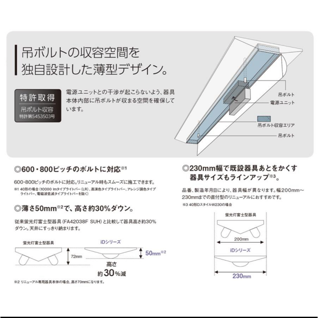 Panasonic(パナソニック)のiDシリーズ20形直付型iスタイル　Panasonic インテリア/住まい/日用品のライト/照明/LED(天井照明)の商品写真