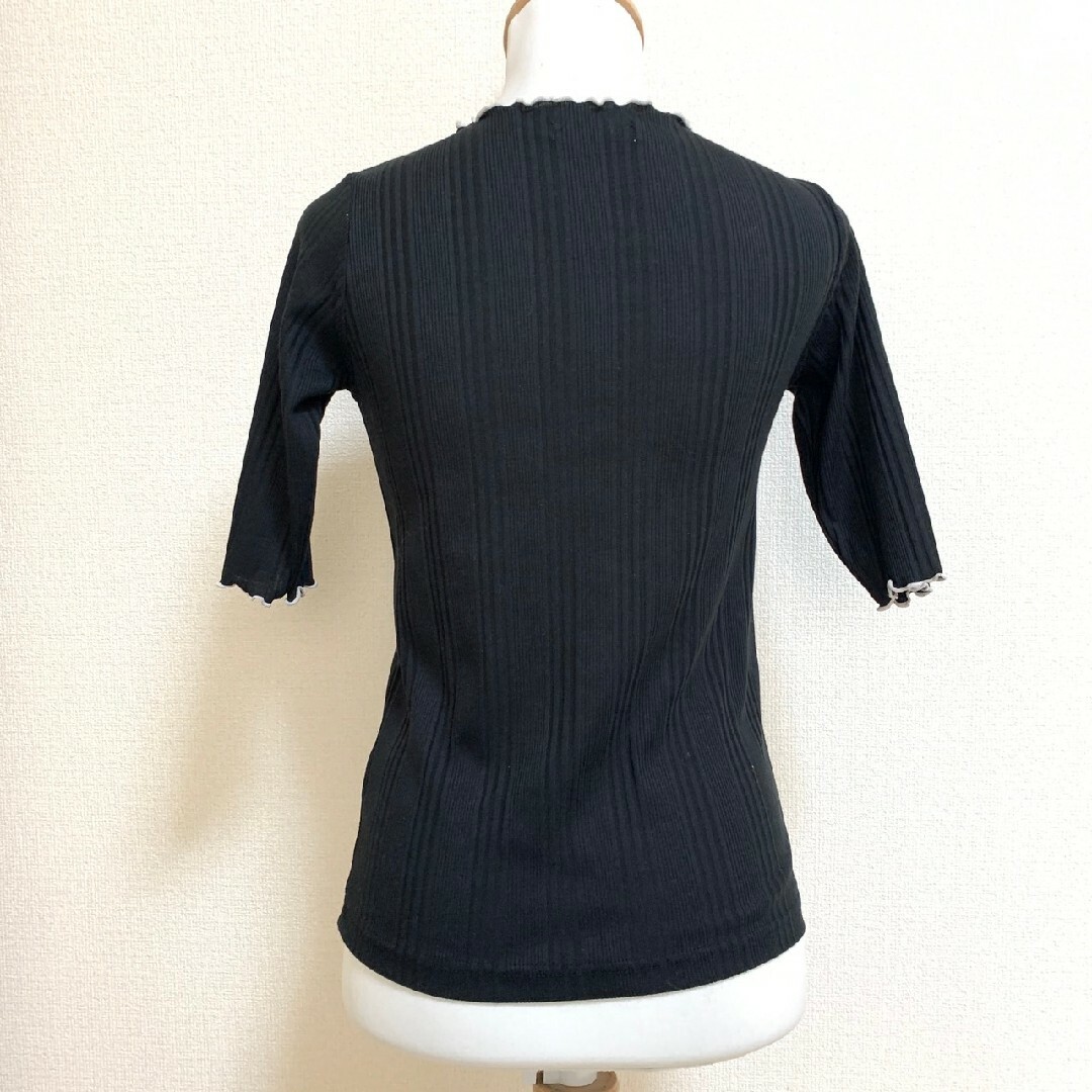 vandash　半袖カットソー　M　ブラック　ホワイト　メロウ　配色　ポリ　綿 レディースのトップス(カットソー(半袖/袖なし))の商品写真