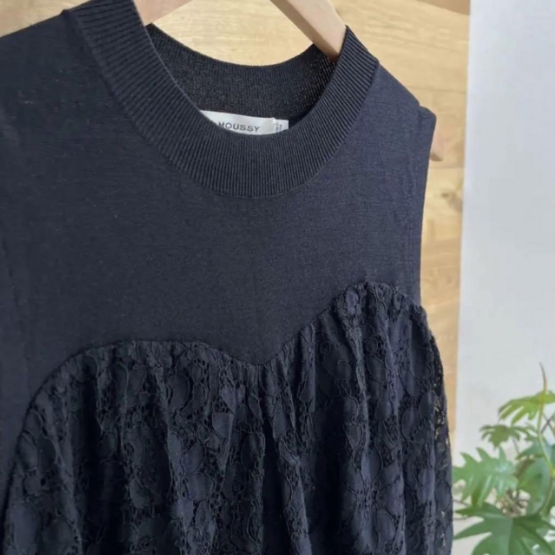 moussy(マウジー)のマウジー　LACE COMBI KNIT レディースのトップス(カットソー(半袖/袖なし))の商品写真