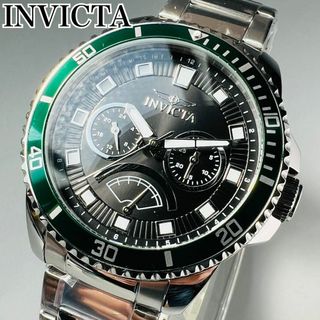 インビクタ(INVICTA)のインビクタ 腕時計 メンズ ブラック新品 クォーツ グリーン ケース付属 黒 緑(腕時計(アナログ))