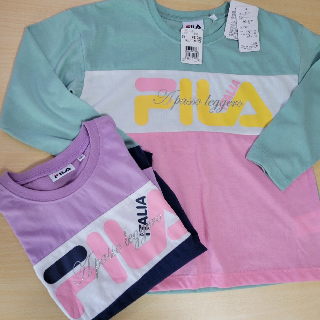 FILA(フィラ)の130 女の子 FILAカットソー2枚セット❤︎薄手長袖 キッズ/ベビー/マタニティのキッズ服女の子用(90cm~)(Tシャツ/カットソー)の商品写真