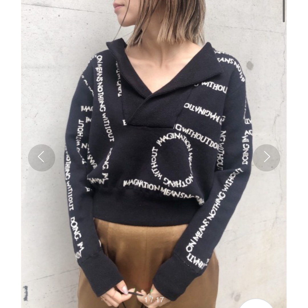 Ameri VINTAGE(アメリヴィンテージ)のameri ❤︎ CHAPLIN MESSAGE LOGO KNIT レディースのトップス(ニット/セーター)の商品写真