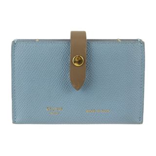 セリーヌ(celine)のCELINE セリーヌ  アコーディオン カードホルダー カードケース 104323 レザー   ライトブルー系 ゴールド金具  名刺入れ ストラップ マルチファンクション 【本物保証】(パスケース/IDカードホルダー)