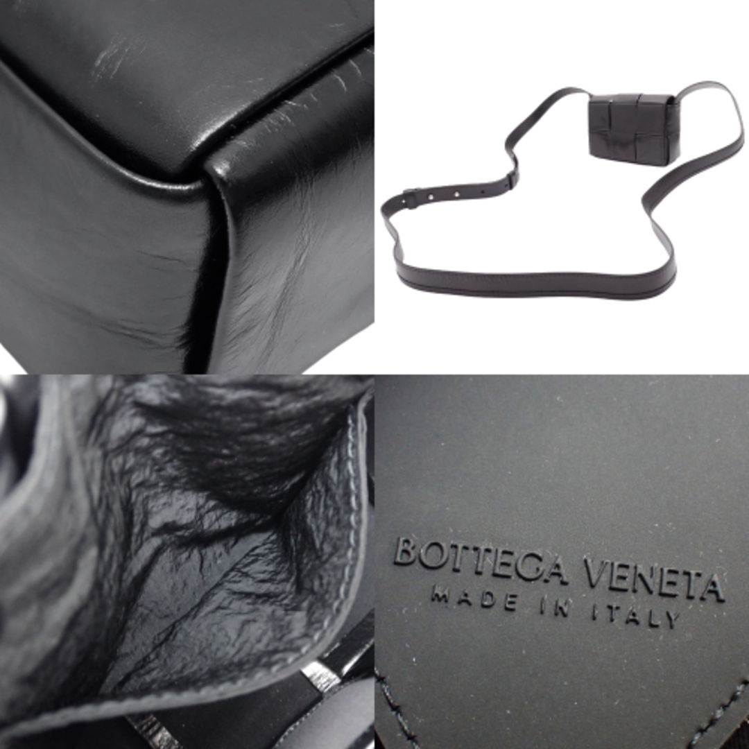 Bottega Veneta(ボッテガヴェネタ)のBOTTEGAVENETA(ボッテガヴェネタ) マキシイントレチャート キャンディ カセット ミニバッグ ショルダーバッグ 肩掛け 斜め掛け ポシェット レザー ブラック黒 マットシルバー金具 ユニセックス 40802082480【中古】【アラモード】 レディースのバッグ(ショルダーバッグ)の商品写真