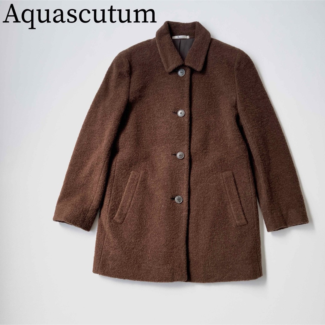 AQUA SCUTUM(アクアスキュータム)の美品　Aquascutum アクアスキュータム　ステンカラーコート　ウール レディースのジャケット/アウター(ロングコート)の商品写真