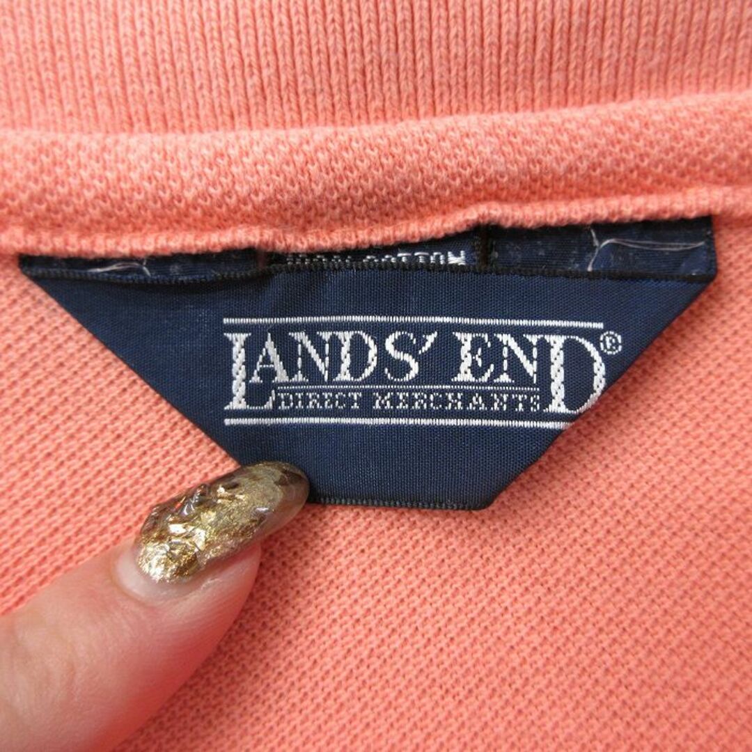 LANDS’END(ランズエンド)の古着 ランズエンド 半袖 ポロ シャツ レディース 90年代 90s 鹿の子 コットン USA製 薄オレンジ 24mar16 中古 ブラウス トップス レディースのトップス(ポロシャツ)の商品写真