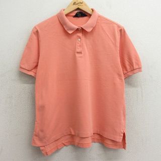 ランズエンド(LANDS’END)の古着 ランズエンド 半袖 ポロ シャツ レディース 90年代 90s 鹿の子 コットン USA製 薄オレンジ 24mar16 中古 ブラウス トップス(ポロシャツ)