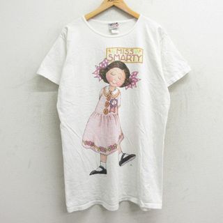 古着 半袖 ビンテージ Tシャツ ワンピース レディース 90年代 90s メアリーエンゲルブライト 女の子 ロング丈 コットン クルーネック USA製 白 ホワイト 【spe】 24mar16 中古(ミニワンピース)