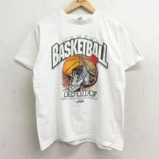 古着 半袖 ビンテージ Tシャツ レディース 90年代 90s バスケットボール シューズ コットン クルーネック USA製 白 ホワイト 24mar16 中古(ミニワンピース)