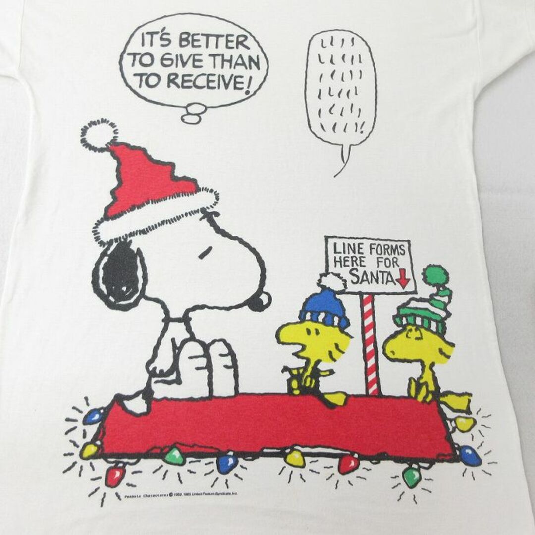 SNOOPY(スヌーピー)の古着 半袖 ビンテージ Tシャツ ワンピース レディース 80年代 80s ピーナッツ スヌーピー SNOOPY ウッドストック ロング丈 大きいサイズ クルーネック 白 ホワイト 24mar16 中古 レディースのワンピース(ミニワンピース)の商品写真