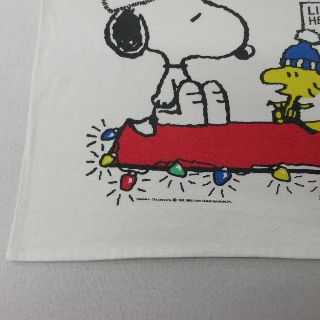 SNOOPY(スヌーピー)の古着 半袖 ビンテージ Tシャツ ワンピース レディース 80年代 80s ピーナッツ スヌーピー SNOOPY ウッドストック ロング丈 大きいサイズ クルーネック 白 ホワイト 24mar16 中古 レディースのワンピース(ミニワンピース)の商品写真