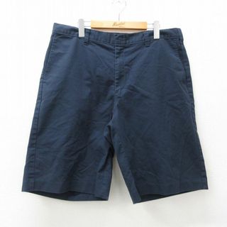 ディッキーズ(Dickies)のW37★古着 ディッキーズ Dickies ショート ワーク パンツ ショーツ メンズ 濃紺 ネイビー 24mar21 中古 ボトムス 短パン ショーパン(ワークパンツ/カーゴパンツ)