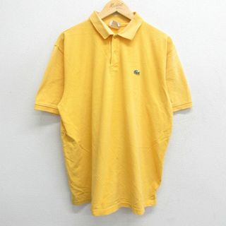 ラコステ(LACOSTE)のXL★古着 ラコステ LACOSTE 半袖 ブランド ポロ シャツ メンズ ワンポイントロゴ 鹿の子 黄 イエロー 24mar16 中古 トップス(ポロシャツ)