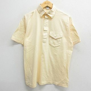 エルエルビーン(L.L.Bean)のL★古着 エルエルビーン LLBEAN 半袖 ブランド ポロ シャツ メンズ 80年代 80s コットン USA製 薄黄 イエロー 24mar16 中古 トップス(ポロシャツ)