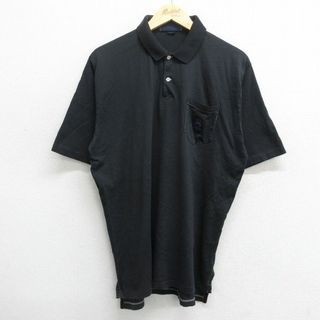 ラルフローレン(Ralph Lauren)のXL★古着 ラルフローレン Ralph Lauren 半袖 ブランド ポロ シャツ メンズ 90年代 90s ワンポイントロゴ 胸ポケット付き コットン 黒 ブラック 24mar19 中古 トップス(ポロシャツ)