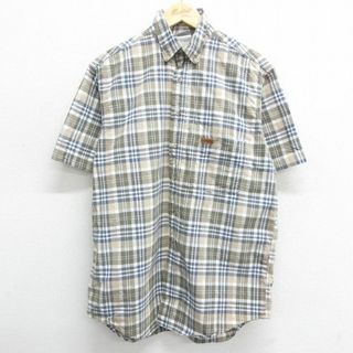 カーハートダブリューアイピー(Charhartt WIP)のL★古着 カーハート Carhartt 半袖 シャツ メンズ ボタンダウン 緑系他 グリーン チェック 24mar18 中古 トップス(シャツ)