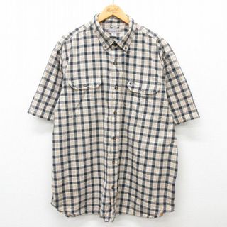 カーハートダブリューアイピー(Charhartt WIP)のXL★古着 カーハート Carhartt 半袖 シャツ メンズ ワンポイントロゴ コットン ボタンダウン 黒他 ブラック チェック 24mar19 中古 トップス(シャツ)