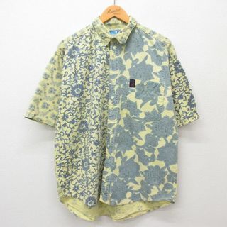 XL★古着 ビューグルボーイ 半袖 シャツ メンズ 90年代 90s 花柄 大きいサイズ コットン 黄系他 イエロー 鹿の子 24mar19 中古 トップス(シャツ)