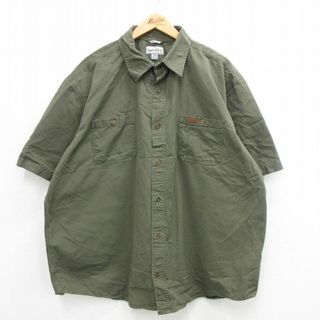 カーハートダブリューアイピー(Charhartt WIP)のXL★古着 カーハート Carhartt 半袖 シャツ メンズ ダック地 大きいサイズ コットン 濃緑 グリーン 【spe】 24mar19 中古 トップス(シャツ)