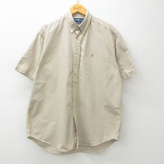 ラルフローレン(Ralph Lauren)のXL★古着 ラルフローレン Ralph Lauren 半袖 ブランド シャツ メンズ 90年代 90s ワンポイントロゴ BLAKE 大きいサイズ コットン ボタンダウン 黄他 イエロー チェック 【spe】 24mar19 中古 トップス(シャツ)