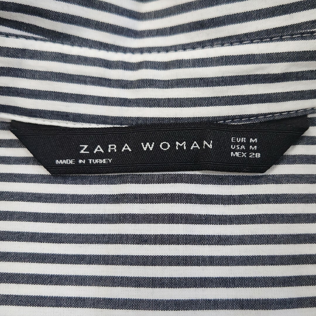 ZARA(ザラ)の美品♪ ザラ ZARA 長袖ブラウス フリンジ ストライプ オーバーサイズ レディースのトップス(シャツ/ブラウス(長袖/七分))の商品写真