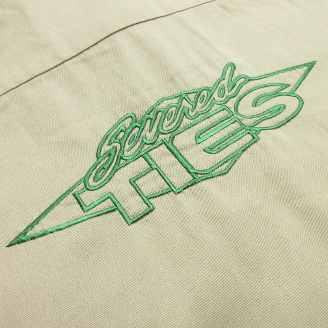 Dickies(ディッキーズ)のL★古着 ディッキーズ Dickies 半袖 ワーク シャツ メンズ 00年代 00s TIES 刺繍 ロング丈 ベージュ カーキ 24mar16 中古 トップス メンズのトップス(シャツ)の商品写真