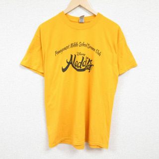 ディズニー(Disney)のXL★古着 半袖 Tシャツ メンズ ディズニー DISNEY アラジン クルーネック 黄 イエロー 24mar16 中古(Tシャツ/カットソー(半袖/袖なし))