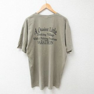 XL★古着 半袖 Tシャツ メンズ マラソン 大きいサイズ コットン クルーネック ベージュ カーキ 24mar18 中古(Tシャツ/カットソー(半袖/袖なし))