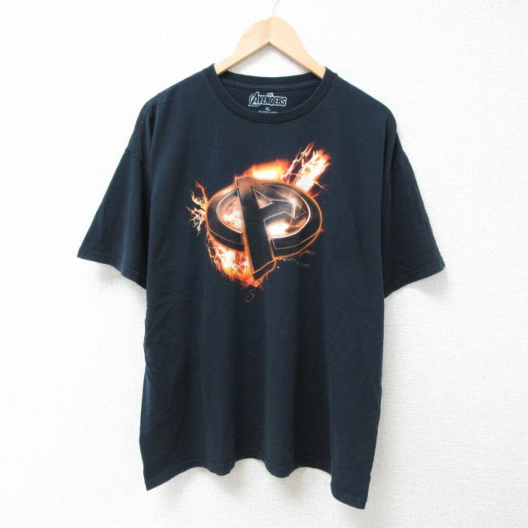 MARVEL(マーベル)のXL★古着 半袖 Tシャツ メンズ マーベル アベンジャーズ 大きいサイズ コットン クルーネック 黒 ブラック 24mar18 中古 メンズのトップス(Tシャツ/カットソー(半袖/袖なし))の商品写真