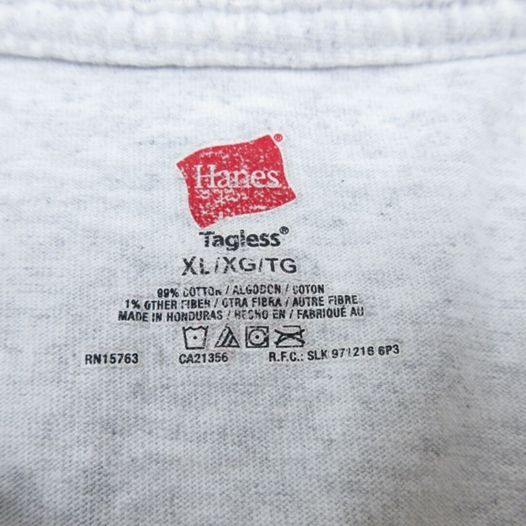 Hanes(ヘインズ)のXL★古着 ヘインズ Hanes 半袖 Tシャツ メンズ 犬 ネコ コットン クルーネック 薄グレー 霜降り 24mar19 中古 メンズのトップス(Tシャツ/カットソー(半袖/袖なし))の商品写真