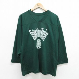 L★古着 長袖 ビンテージ Tシャツ アイスホッケー ジャージ メンズ 00年代 00s Staten Vネック メッシュ地 緑 グリーン ユニフォーム ゲームシャツ 24mar16 中古(Tシャツ/カットソー(半袖/袖なし))