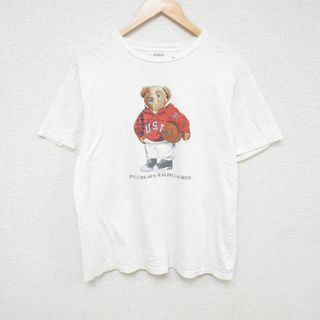 L★古着 ラルフローレン Ralph Lauren 半袖 ブランド Tシャツ メンズ ポロベア コットン クルーネック 白 ホワイト 【spe】 24mar21 中古