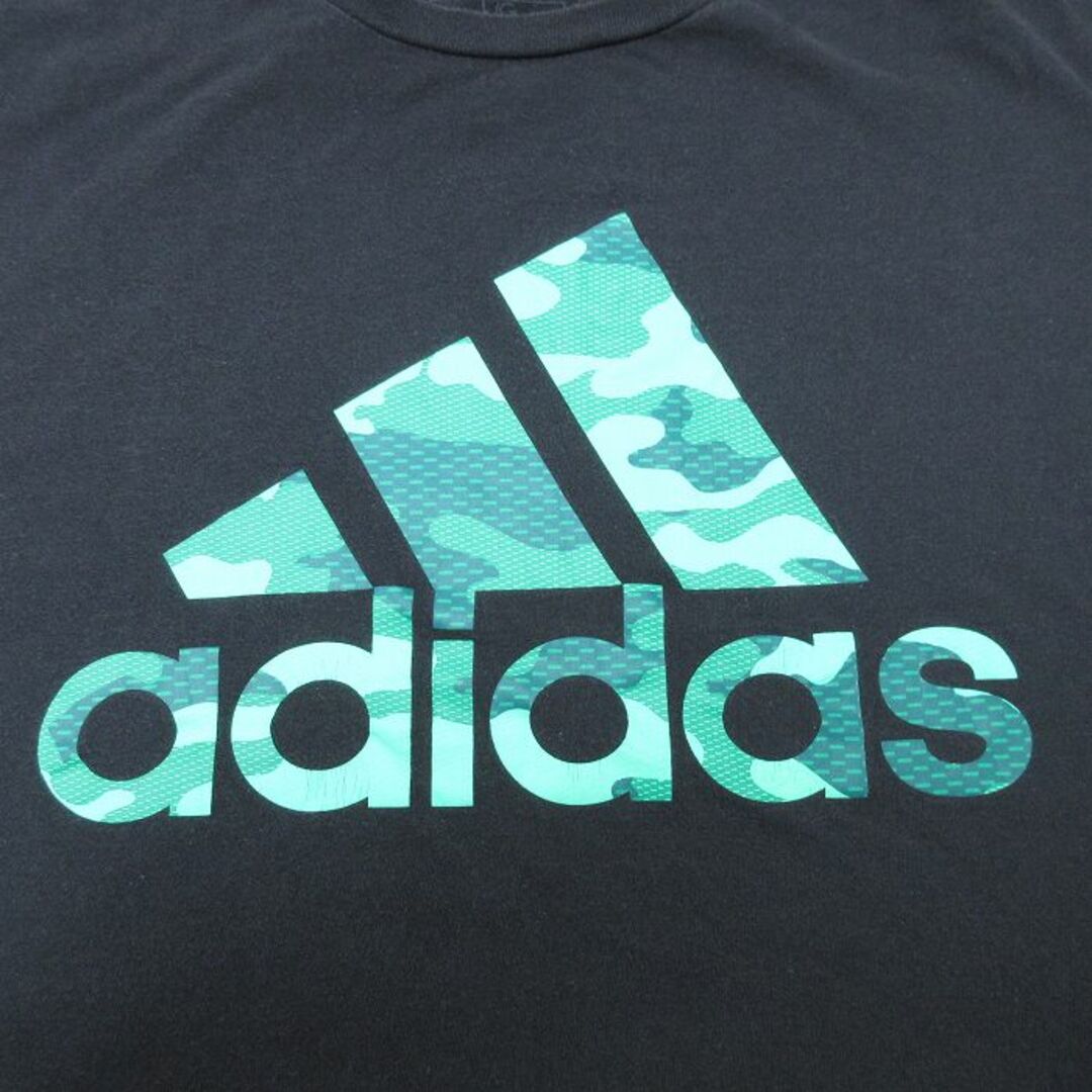 adidas(アディダス)のXL★古着 アディダス adidas 半袖 Tシャツ メンズ ビッグロゴ コットン クルーネック 黒 ブラック 24mar21 中古 メンズのトップス(Tシャツ/カットソー(半袖/袖なし))の商品写真