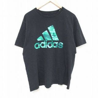 アディダス(adidas)のXL★古着 アディダス adidas 半袖 Tシャツ メンズ ビッグロゴ コットン クルーネック 黒 ブラック 24mar21 中古(Tシャツ/カットソー(半袖/袖なし))