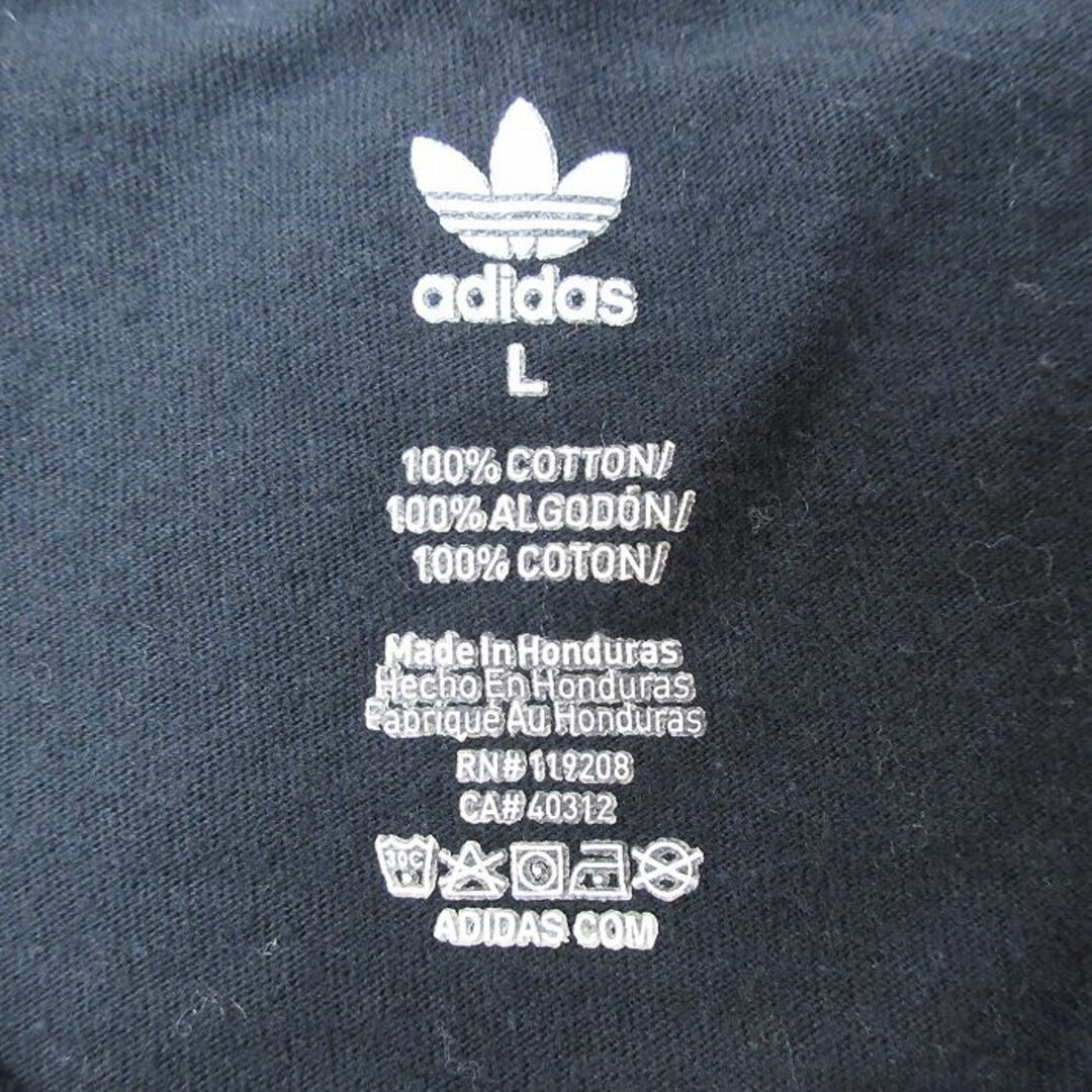 adidas(アディダス)のXL★古着 アディダス adidas 半袖 Tシャツ メンズ ビッグロゴ リーフトレフォイル コットン クルーネック 黒 ブラック 24mar21 中古 メンズのトップス(Tシャツ/カットソー(半袖/袖なし))の商品写真